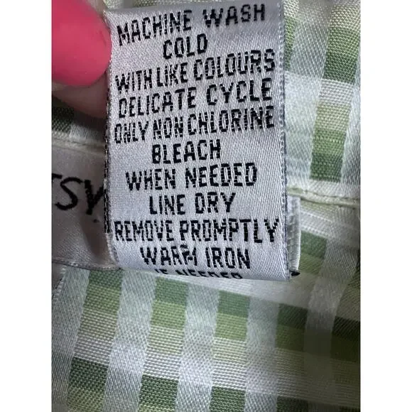 Vintage Betsy's Things Green Gingham Work Jacket Size 12 Shoulder Pads 80s 90s - Picture 7 of 8